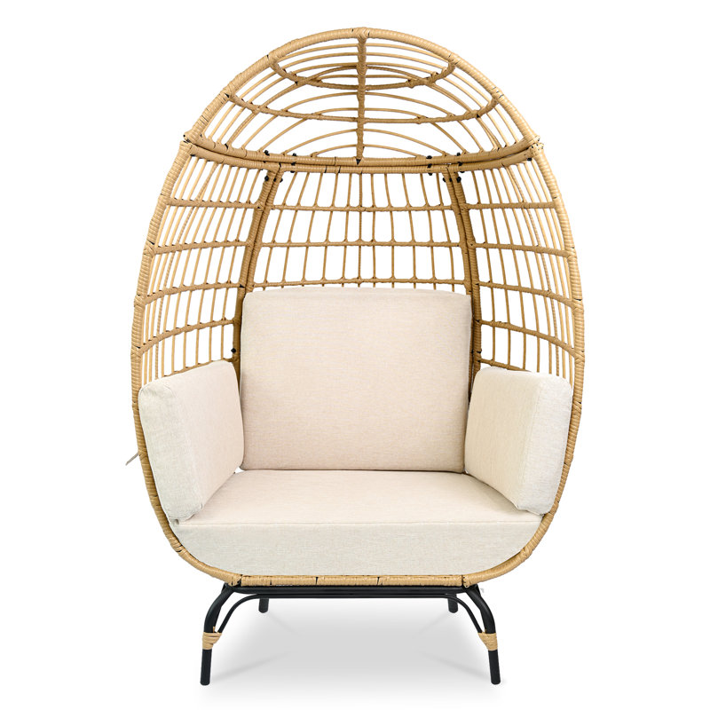 Chaise de patio avec coussins Alyssha, Blanc