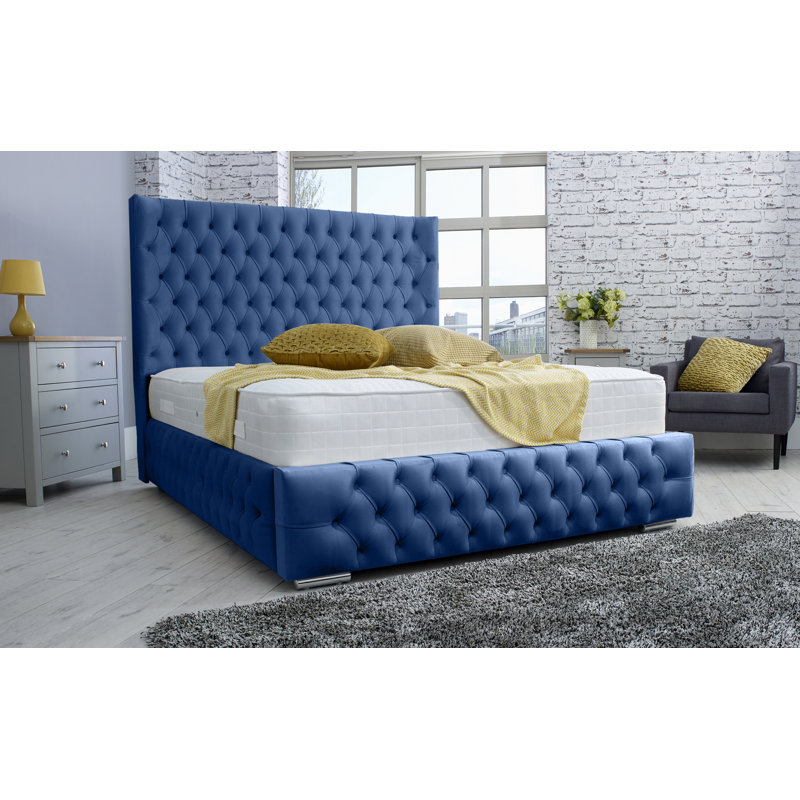 Gisela Upholstered Bed, Single (3'), Blue