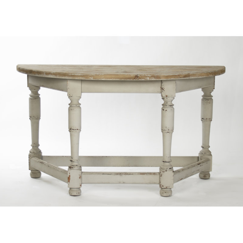 Rouen Demilune Solid Wood and Metal Console Table with Mirrored Glass