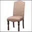 Mobilier de salle à manger transitionnel en cerisier antique beige avec 2 pieds d'appoint rembourrés en tissu