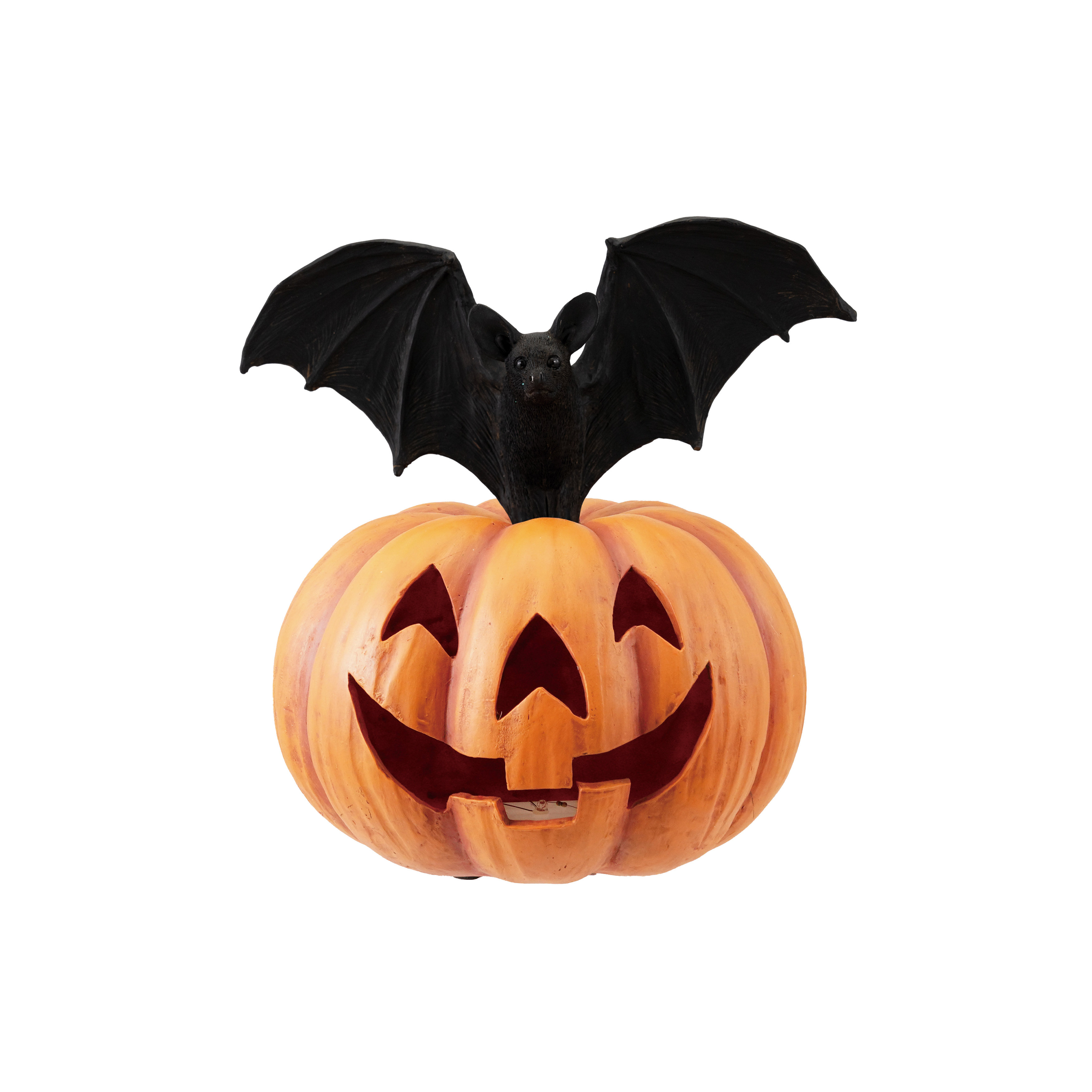 August Grove® Resin JackOLantern With CutOuts, Bat And LED Light