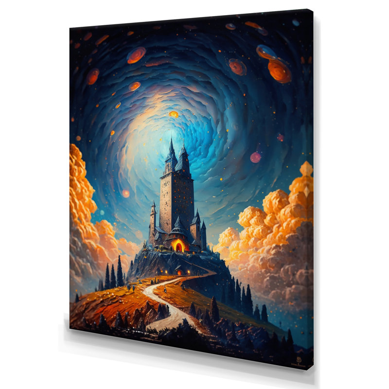 Mayner Blue Mystical Fantasy Castle II, H 32 po x l 16 po x P 1 po, Toile tendue