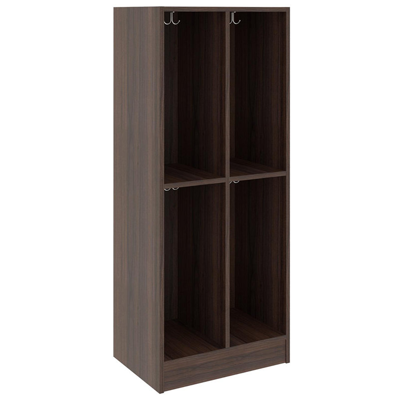 Armoire de rangement double à quatre compartiments pour salle de classe, Noyer sépia
