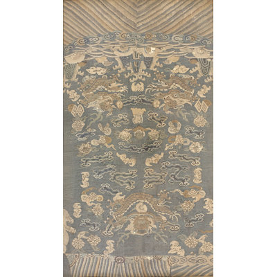 Antique Artistic Small Scatter Size Silk Blue Gray Color Chinese Textile