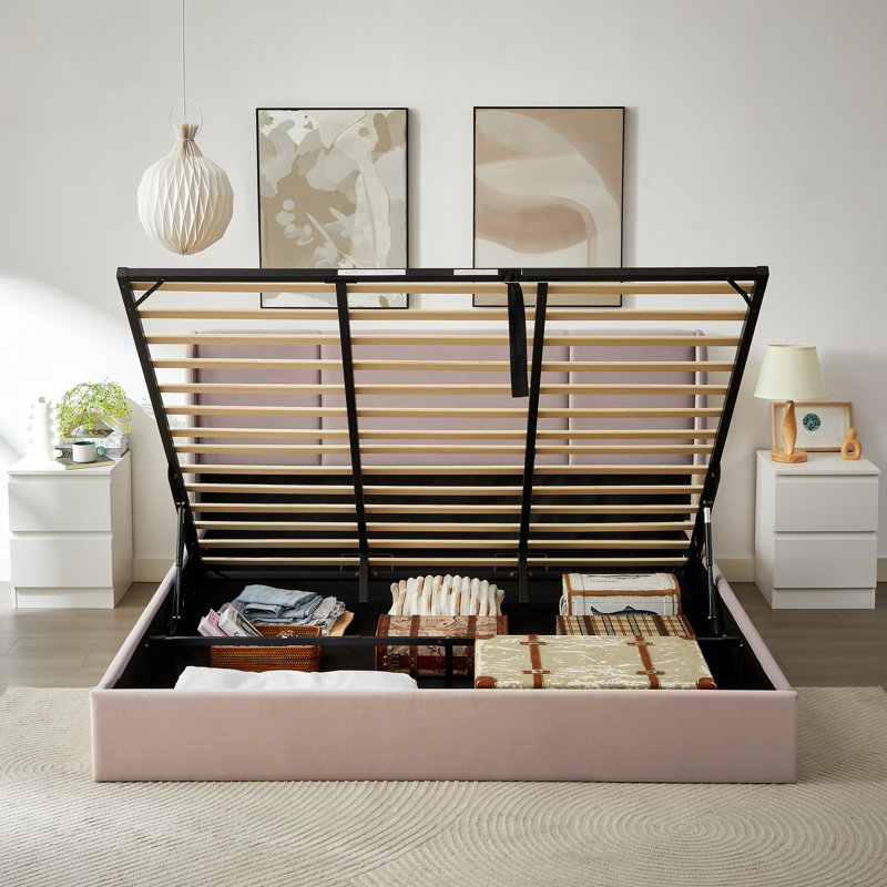 Lit plateforme tapissier Coletti, Très grand lit, Taupe