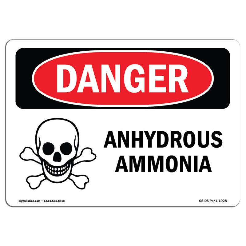 Plaque en aluminium anhydrous Ammonia 12 x 18, H 18 po x l 24 po x P 0,1 po