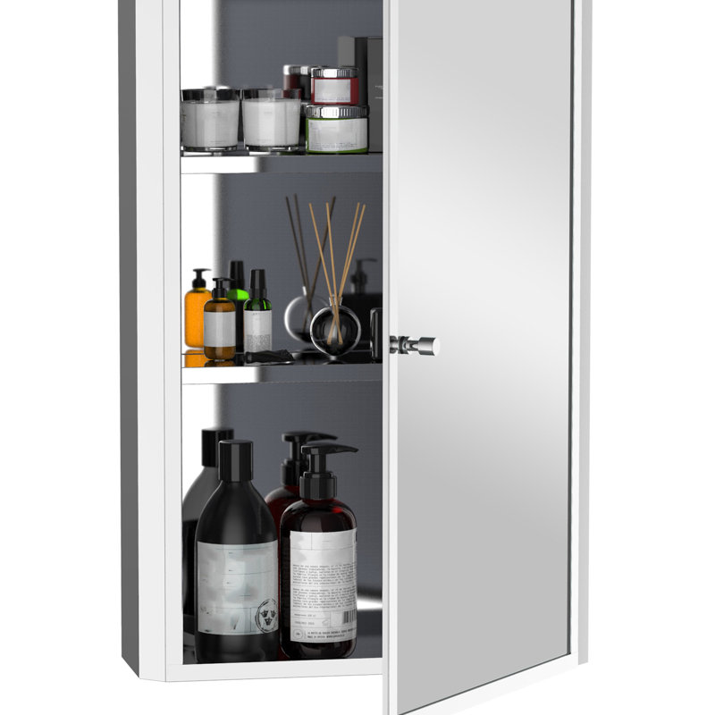 Armoire de rangement pour salle de bain - 16 po x 24 po avec façade en miroir et une seule porte verticale résistante à la rouille - Matériau
