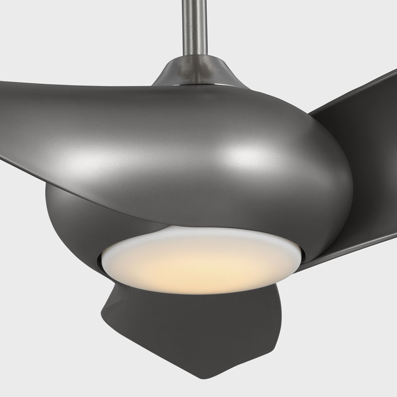 Visual Comfort Fan Topan Smart 52 LED Indoor Ceiling Fan with Threaded Downrod, Silver ABS blades and Handheld Remote, Silver