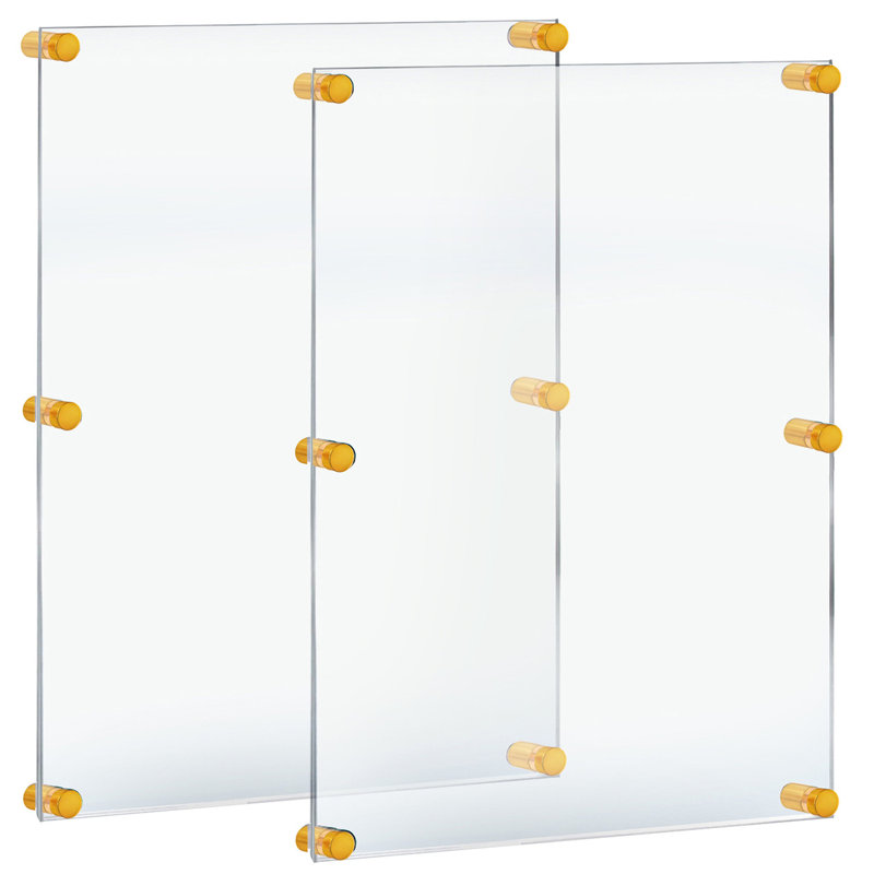 Floating Acrylic Wall Frame with Stand Off Caps: 24" x 36" Graphic Size, Overall Frame Size: 28" x 40"