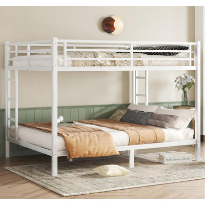 Metal Queen over Queen Bunk Bed for Teens and Adults,Space-Saving/Noise Reduced/No Box Spring Needed,White by Isabelle & Max