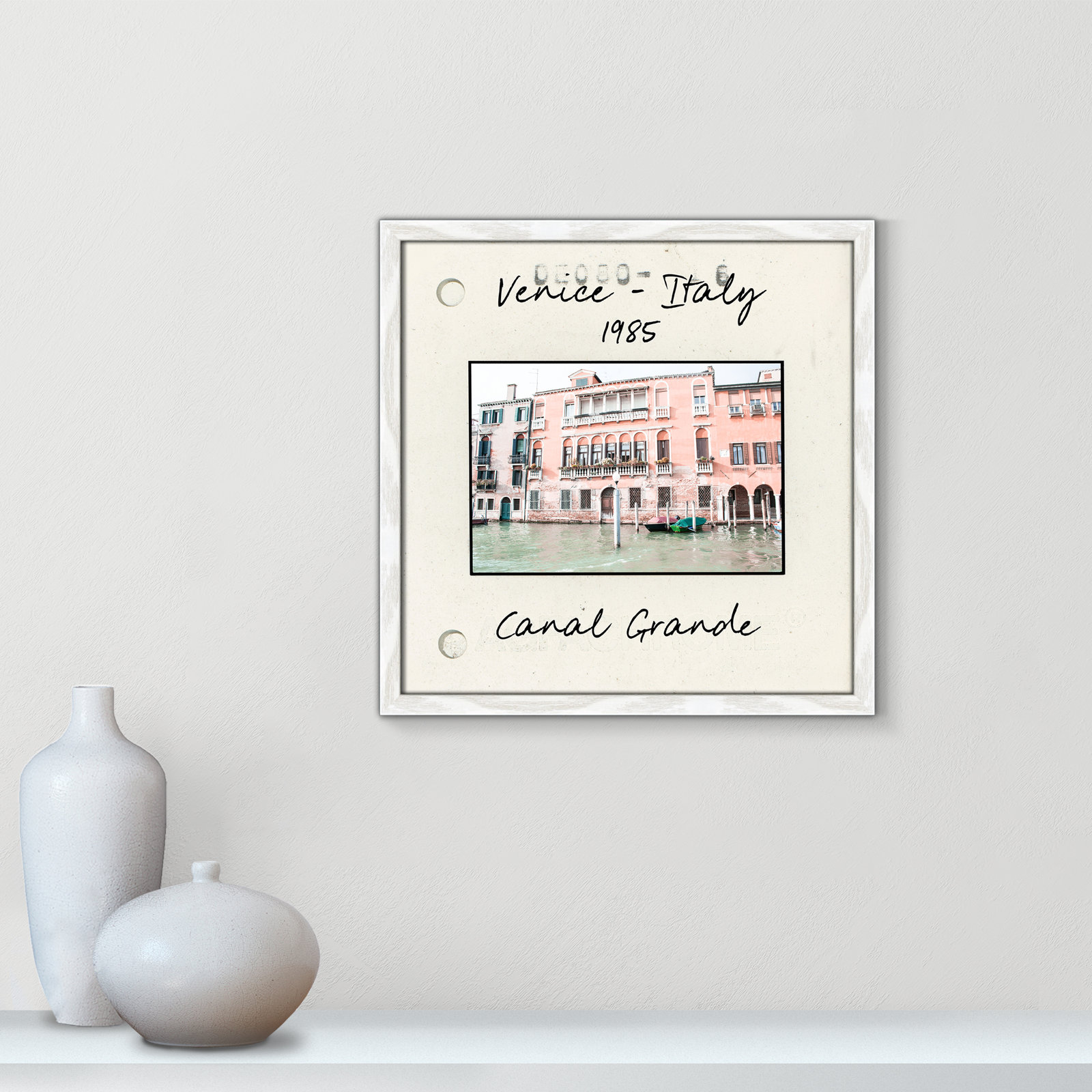 Venice, Italy - Grand Canal Print by Nan, 17" H x 17" W x 0.75" D, White Single Picture Framed Paper