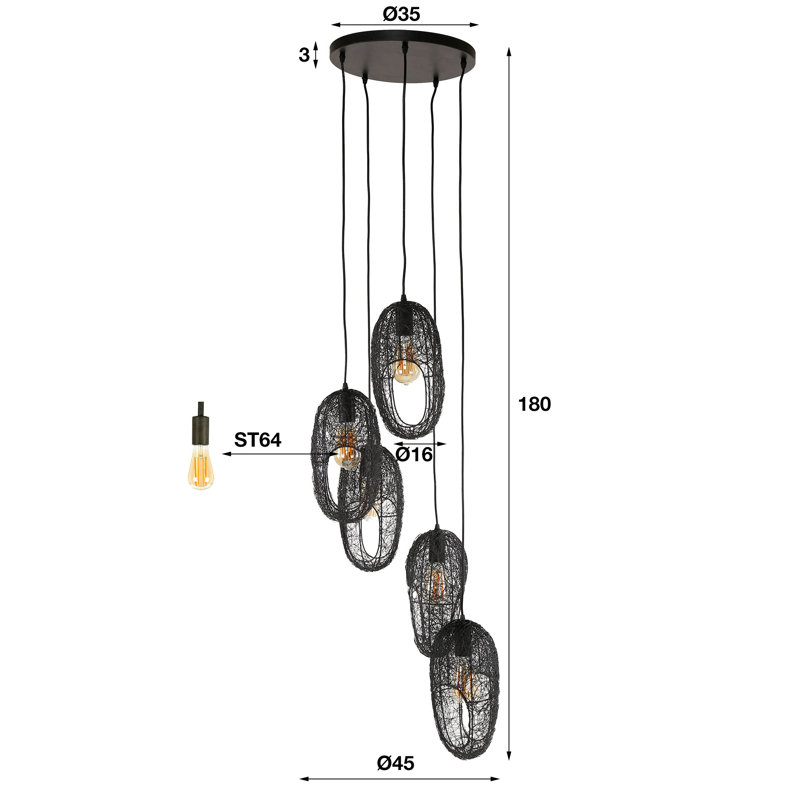 Rumney 5 - Light Kitchen Island Pendant