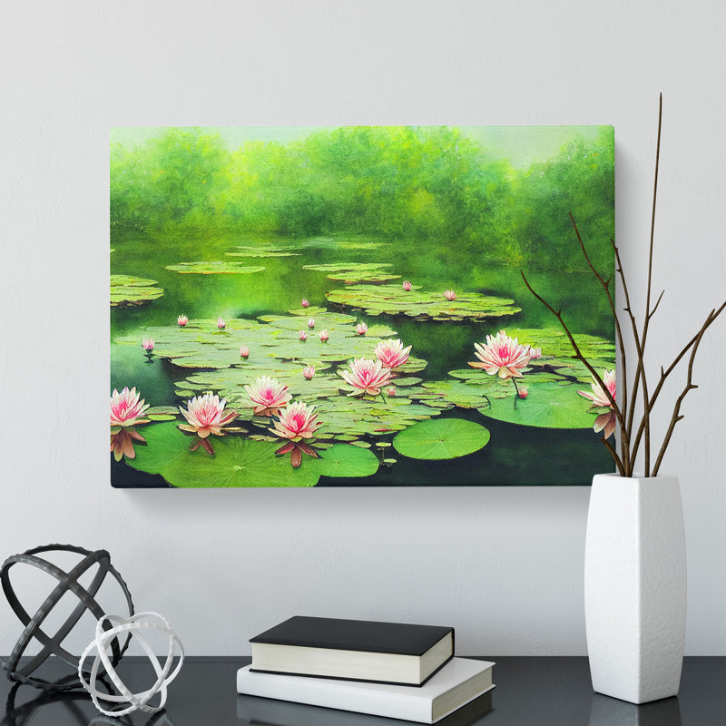 Lily Pond Watercolour Vol.6 - Wrapped Canvas, 35cm H x 50cm W x 3cm D