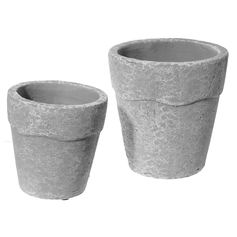 Pot de fleurs rond en ciment 2 pc nesting (blanc wave)