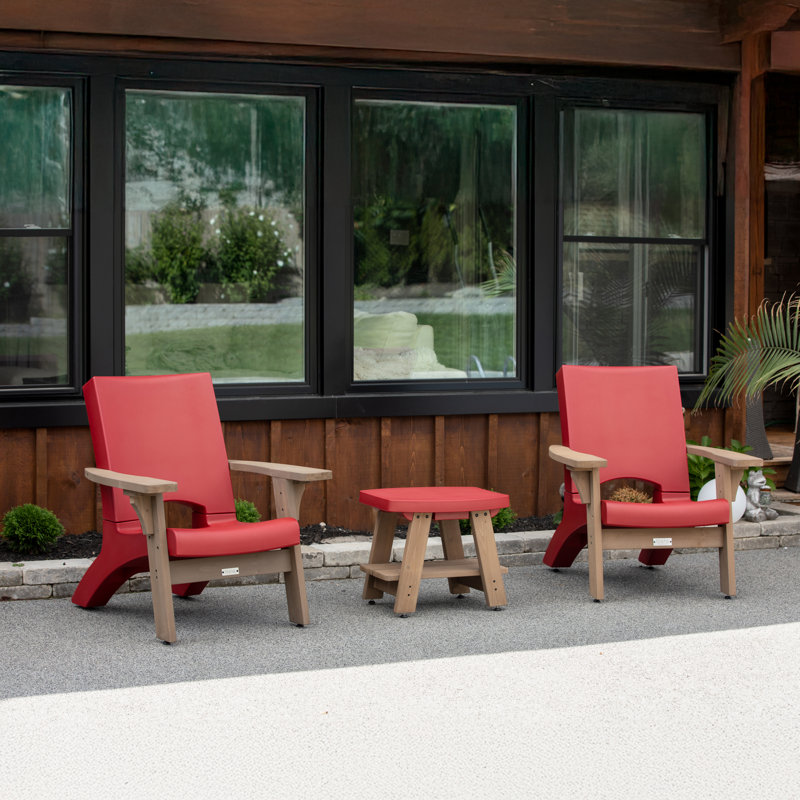 Red and Brown Cedar Resin 3-Piece Patio Conversation Set