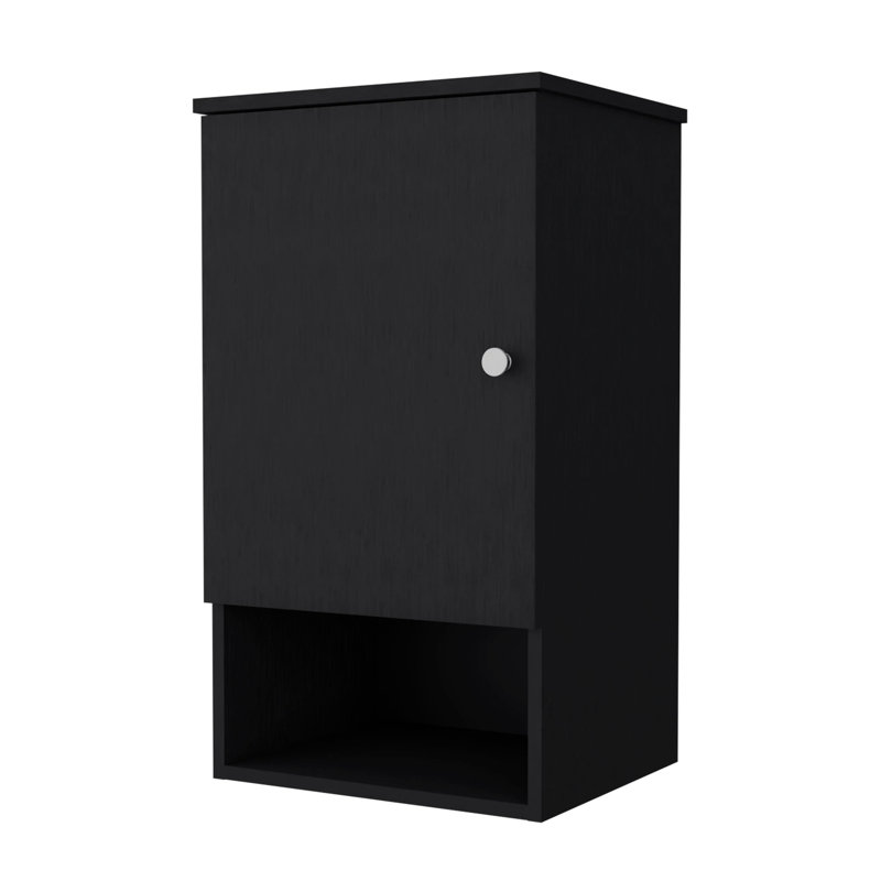 Armoire de salle de bain élégante avec une porte et des tablettes bien conçues, Noir