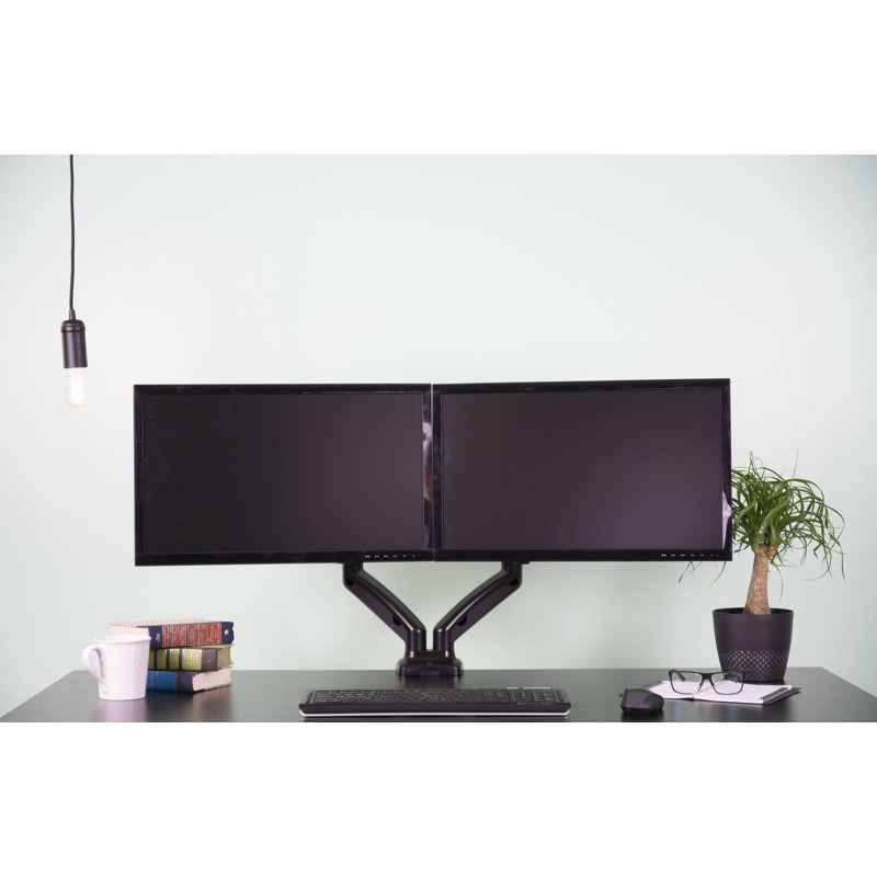 Black Dual Monitor Mechanical Spring Desk Mount Stand