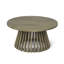 Table basse d'extérieur en bois d'acacia pour le patio, table basse ronde pour la cour arrière, pelouse, balcon, finition grise-102138421
