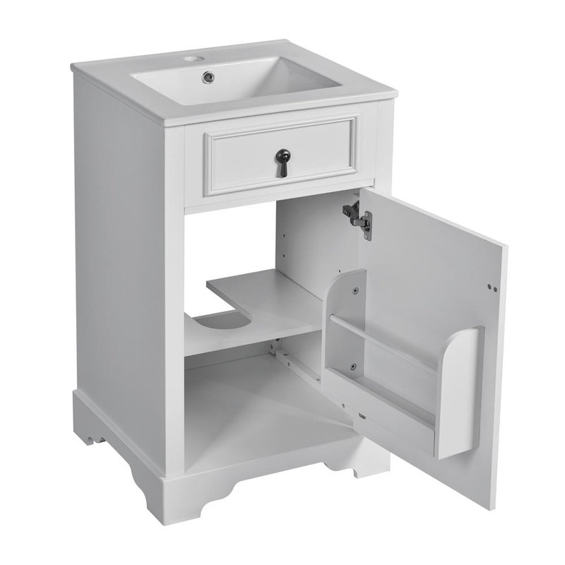 Meuble-lavabo de salle de bain, Blanc / blanc