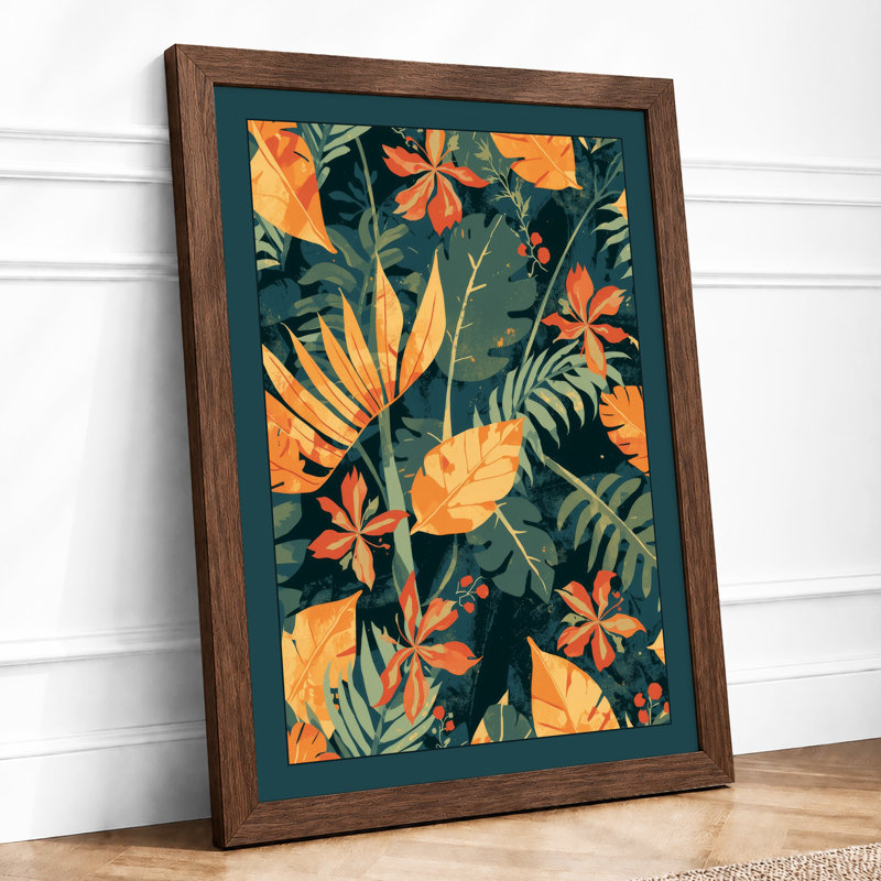 Floral Garden Tropical - Framed Print, Walnut, A1 - 84.1 x 59.4 cm