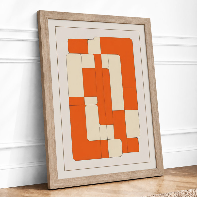 Burnt Orange Tessellation Geometric - Print, A1 - 84.1 x 59.4 cm, Oak