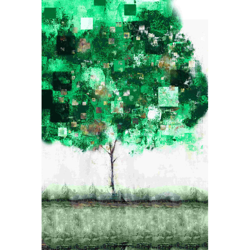 Arbre bleu - peinture sur toile tendue, H 12 po x l 8 po