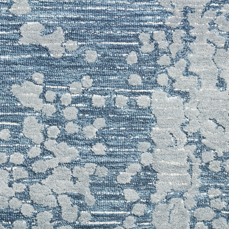 NICOLE MILLER NEW YORK Mod Weave Abstract Knotted Texture Handcrafted Wool Rug Navy Blue, Rectangle 5'0.2" x 6'11.9"