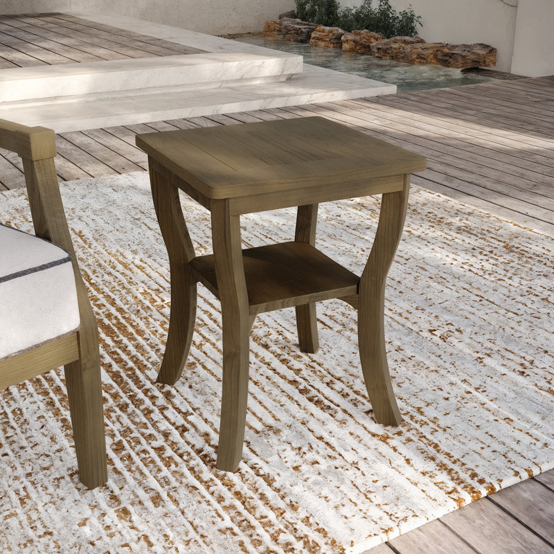 Louque Teak Outdoor Side Table, Brown