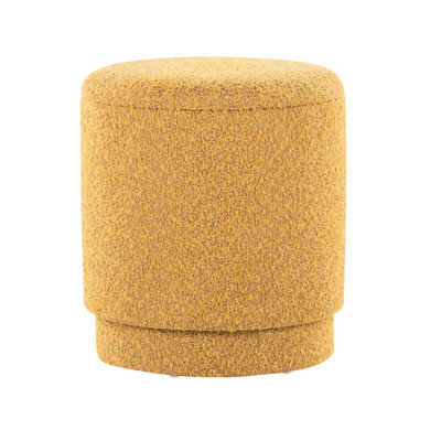 Tissu jaune de style contemporain, couvercles amovibles pour un espace de rangement, rembourrage en mousse pour un confort optimal, deux poufs, aucun assemblage requis, charge maximale de 113 kg, usage intérieur, hauteur de 43,2 cm.