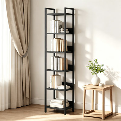 Bibliothèque, bibliothèque à 6 niveaux, organisateur de rangement pour petits espaces, tablette de présentation pour le salon, la chambre à coucher, le bureau, le balcon