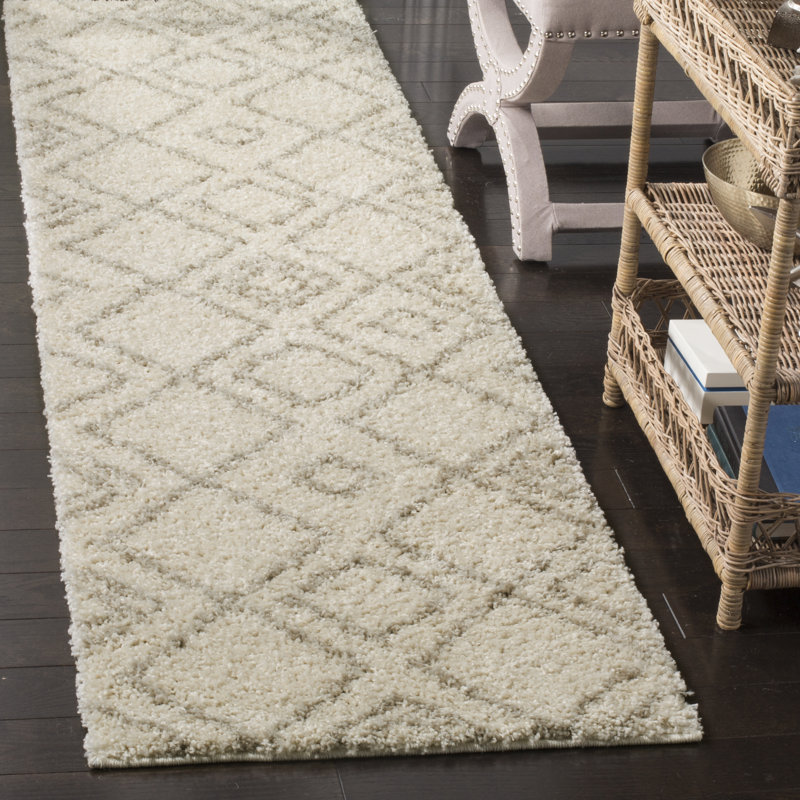 Develin Performance Geometric Rug, Runner 2'3" x 8', Ivory/Beige