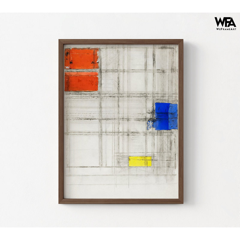«Study for a Composition» par Piet Mondrian, peinture encadrée, art mural, impression par Mondrian, Encadrement brun