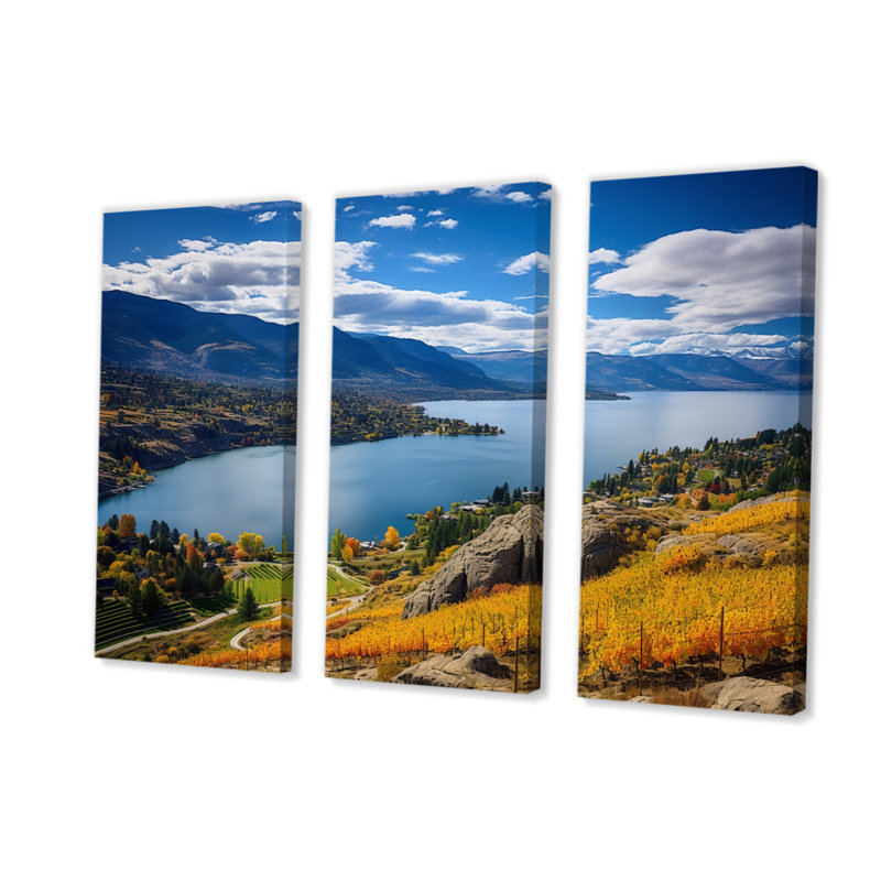Canada Okanagan Serenity I sur toile, reproduction de 3 pièces, H 32 po x l 48 po x P 1 po