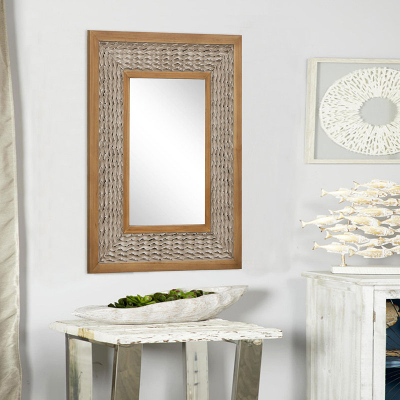 Miroir rectangulaire avec cadre en bois texturé, Bois médium