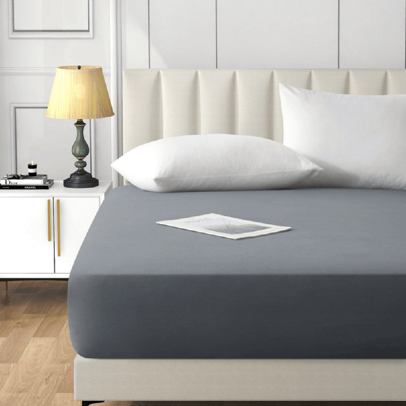 Angeliza Microfiber Standard Fitted Sheet, Double (4'6), Charcoal