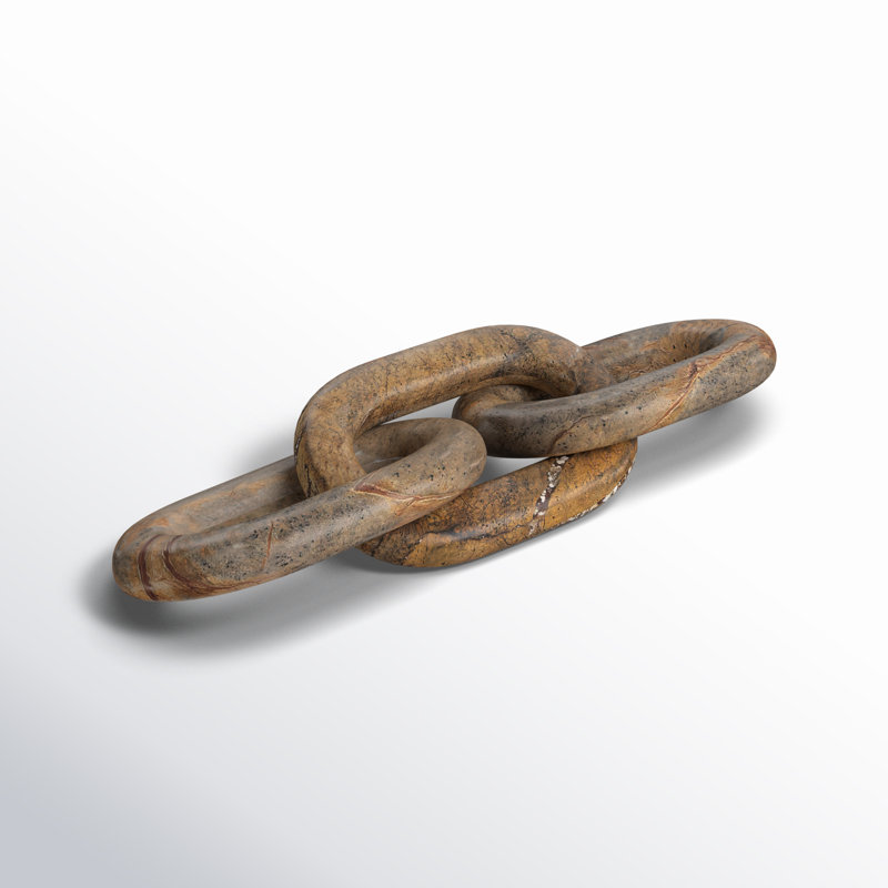 Pinehurst Marble Chain Link Decorative Object, Red/Brown, 0.94" H x 14" W x 4" D