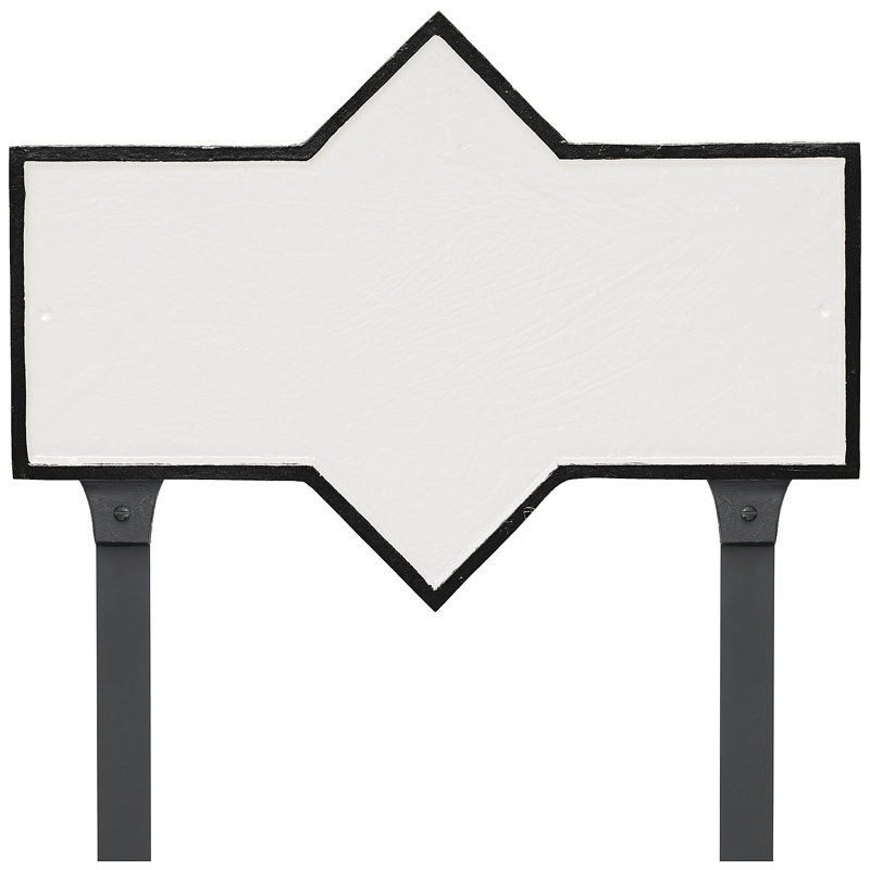 Plaque d'adresse rectangulaire à deux lignes Piedmont, Blanc / Noir, Oui