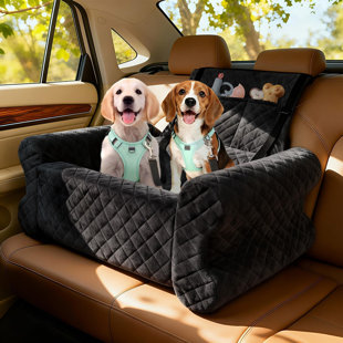Pet Car Seat, Memory Foam Dog Booster Seat With Thick Cushion, Pet Car Seat For Back With Detachable Washable Cover, Storage Pockets For SUV, Pick Up, Trunk, Large Dogs Up To 60 Lbs,(Grey)