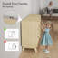 Commode cannelée pour chambre à coucher avec 6 tiroirs, commode de 54 po de largeur avec poignées à doigts dorées et 5 pieds en bois, bois naturel-1374849363