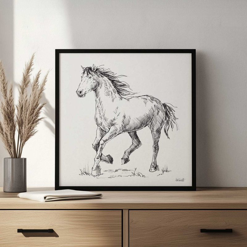 «Trot S croquis» par Anne Tavoletti, reproduction d'art, H 36 po x l 36 po, Argent argent