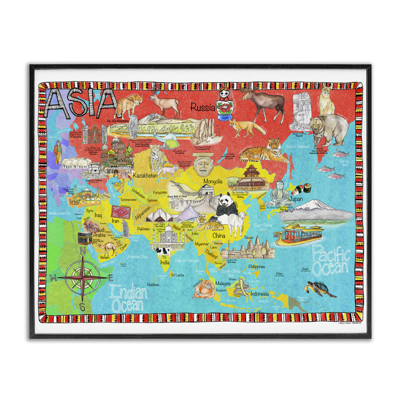 Art asiatique asiatique, estampe numérique encadrée par Marley Ungaro, Giclée encadrée noir minuit, H 11 po x l 14 po