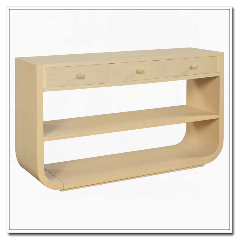 Console moderne avec 3 tiroirs à fermeture en douceur et 2 tablettes ouvertes, Naturel