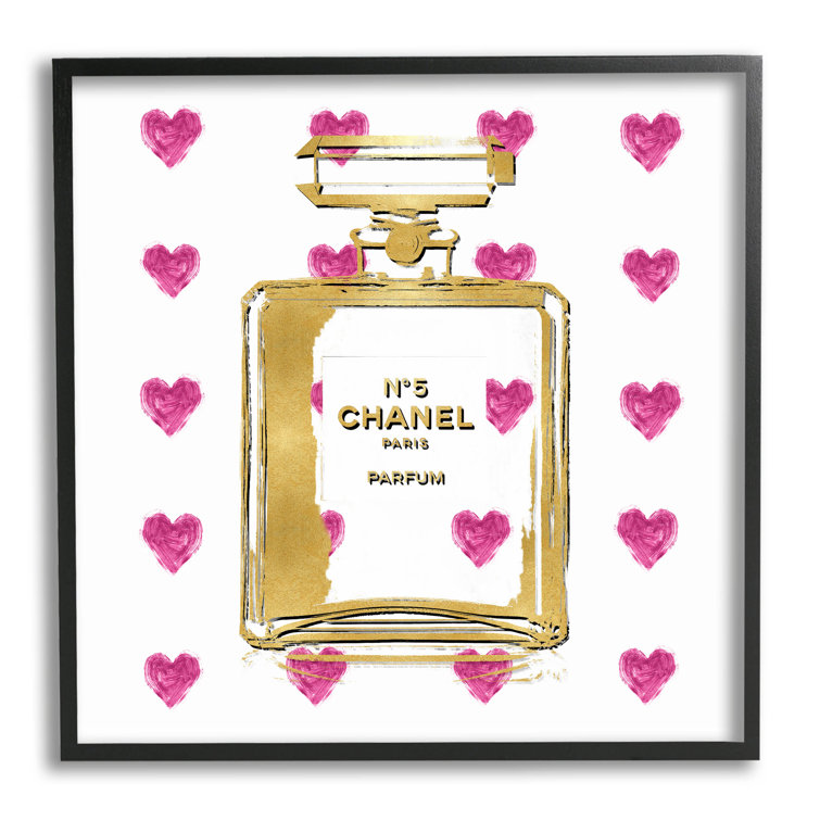 Stupell Hearts Pattern Perfume Bottle Framed Giclee Art by Madeline Blake - 17 x 17 - Black