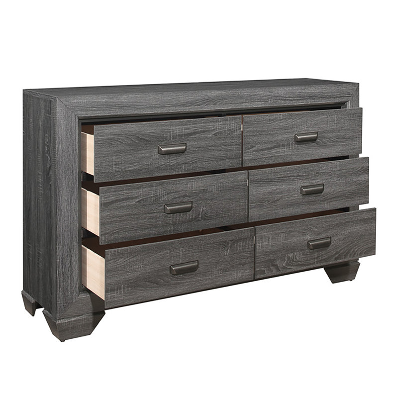 Commode 6 tiroirs Hareld, Gris