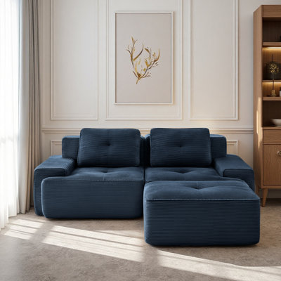 Canapés Boneless de 81,9 po pour le salon, canapé modulaire modulaire avec méridienne en forme de L, causeuse rembourrée à 2 places, siège profond, tissu en velours côtelé, nuage sans assemblage, conception antidérapante?