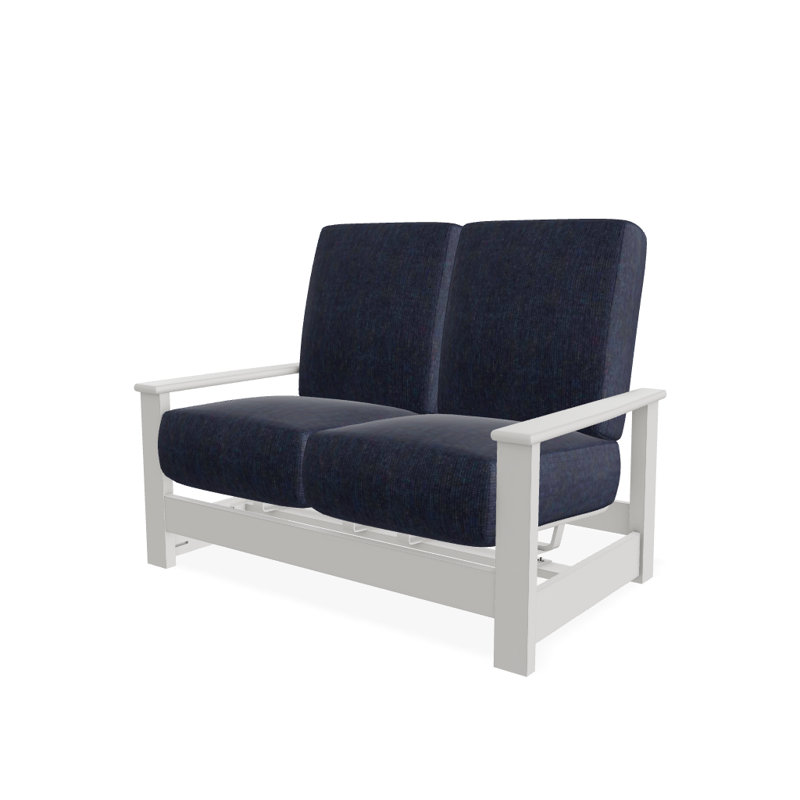 Leeward 56.5'' Wide Loveseat with Cushions, Spectrum Indigo Sunbrella®, Snow