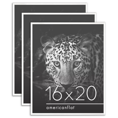  16x20 Picture Frame - Set of 3 - Slide-In Photo Frames with Buildable Molding - White Picture Frames with Polished Front Cover for Wall