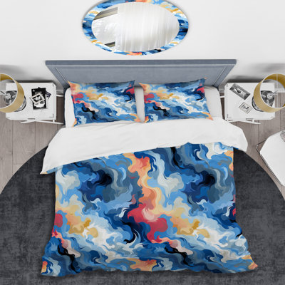 Ensemble de housse de couette bleu céleste Aura Camouflage I