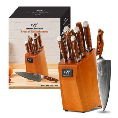 9PCS Damascus Kitchen Set, Ergonomic G10 Handle, Red