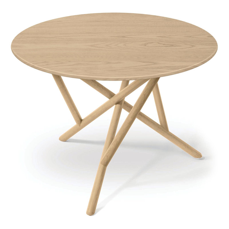 Baton - Table ronde à plateau fixe, Chêne naturel, H 30 po x L 48 po x l 48 po, Natural Oak